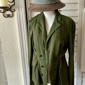 Free People Forest Green Double-Breasted Blazer